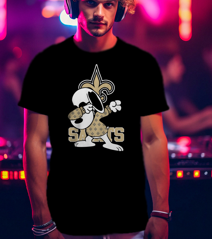 New Orleans Saints Snoopy Fleur-de-Lis Dabbing Saints T-Shirt