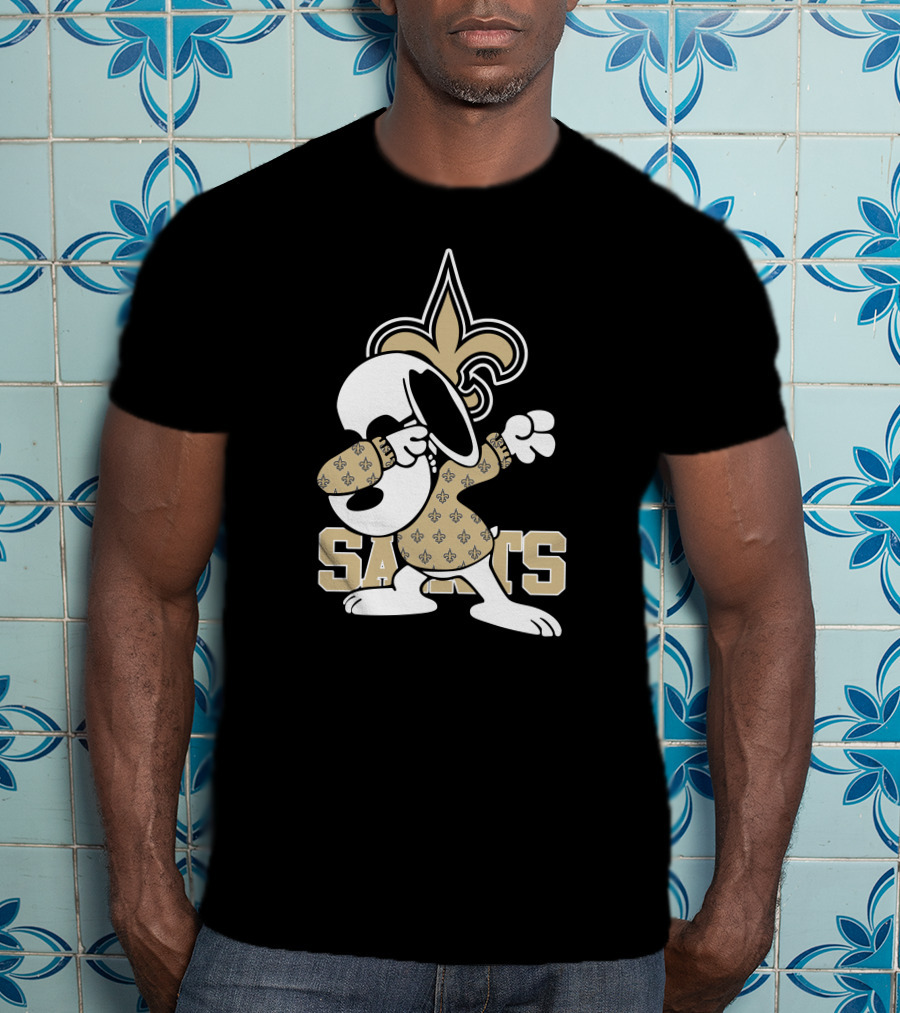 New Orleans Saints Snoopy Fleur-de-Lis Dabbing Saints T-Shirt