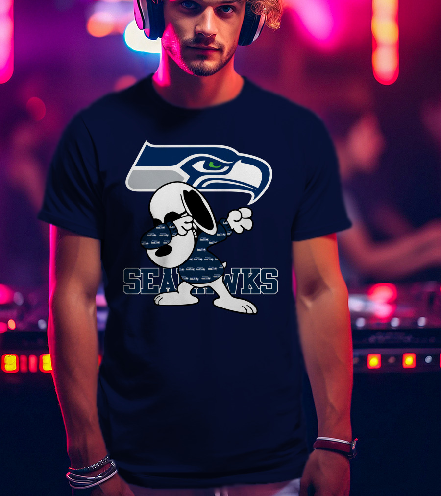 Seattle Seahawks Snoopy Dabbing NFL Team Fan Apparel Bowing Dance T-Shirt