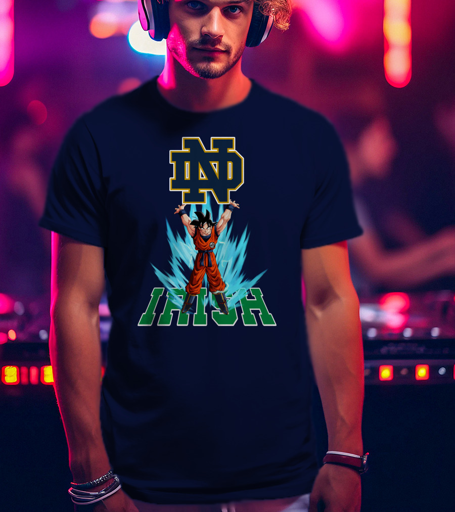 Notre Dame Fighting Irish Dbz Super Saiyan Goku Spirit Bomb T-Shirt