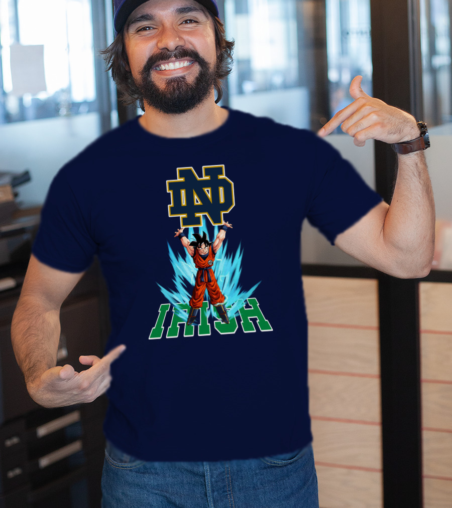Notre Dame Fighting Irish Dbz Super Saiyan Goku Spirit Bomb T-Shirt