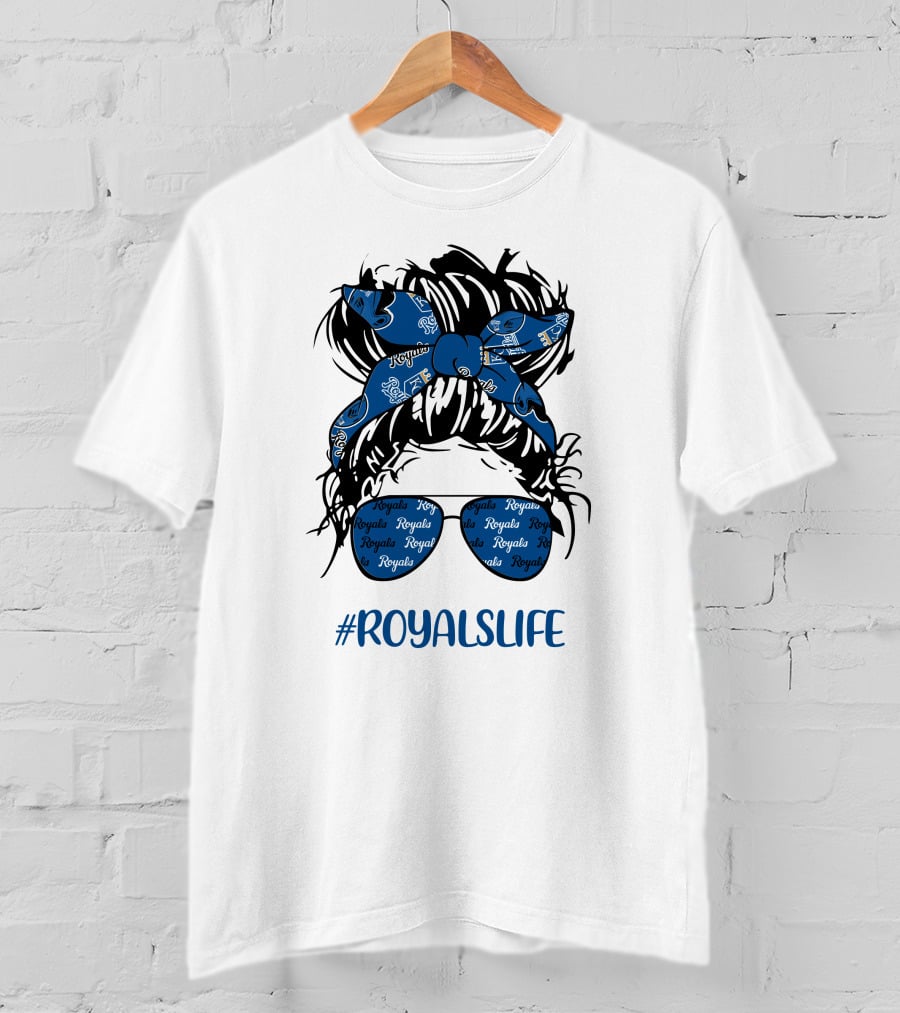 Kansas City Royals Messy Hairband Girl Glasses #RoyalsLife T-Shirt