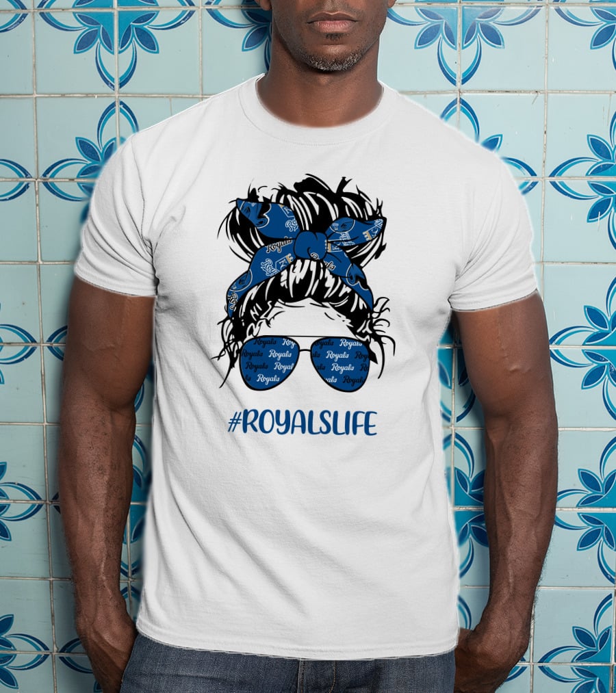 Kansas City Royals Messy Hairband Girl Glasses #RoyalsLife T-Shirt