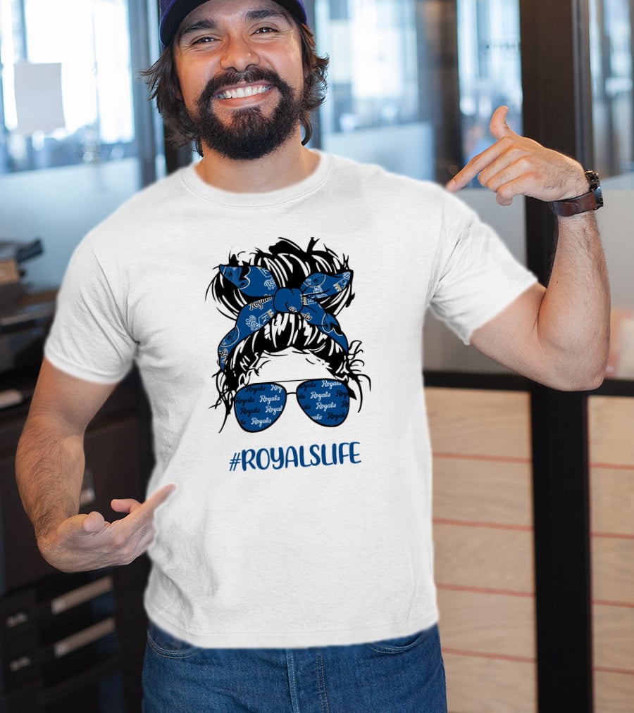 Kansas City Royals Messy Hairband Girl Glasses #RoyalsLife T-Shirt