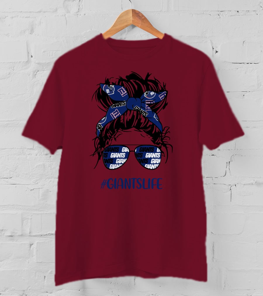 GIANTSLIFE Messy Bun Girl With New York Headband And Glasses T-Shirt