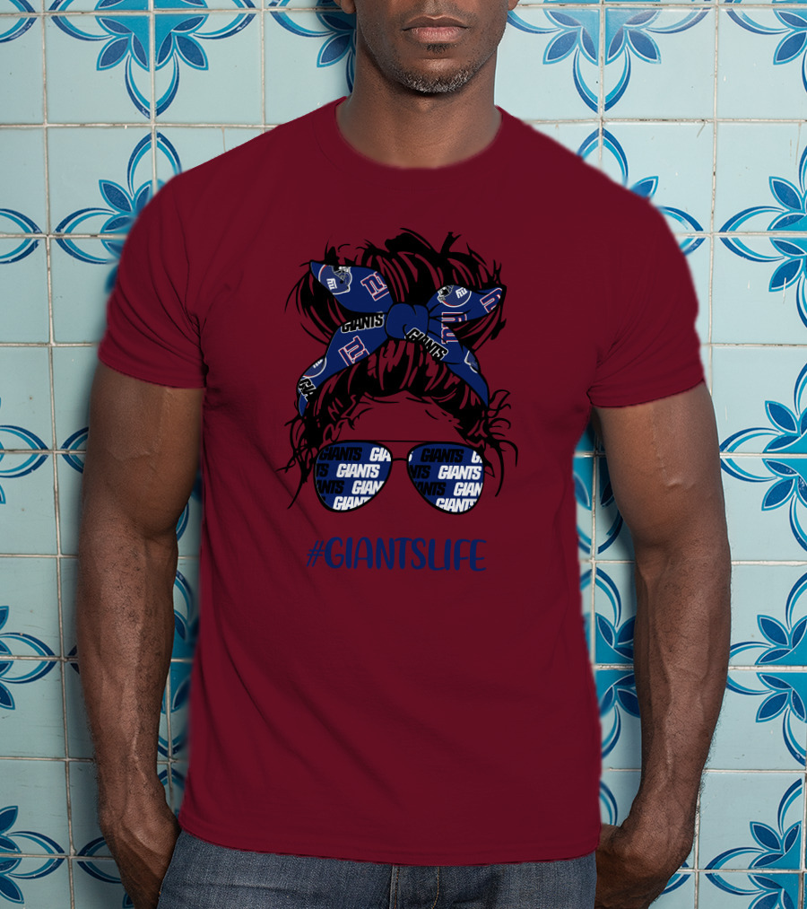 GIANTSLIFE Messy Bun Girl With New York Headband And Glasses T-Shirt