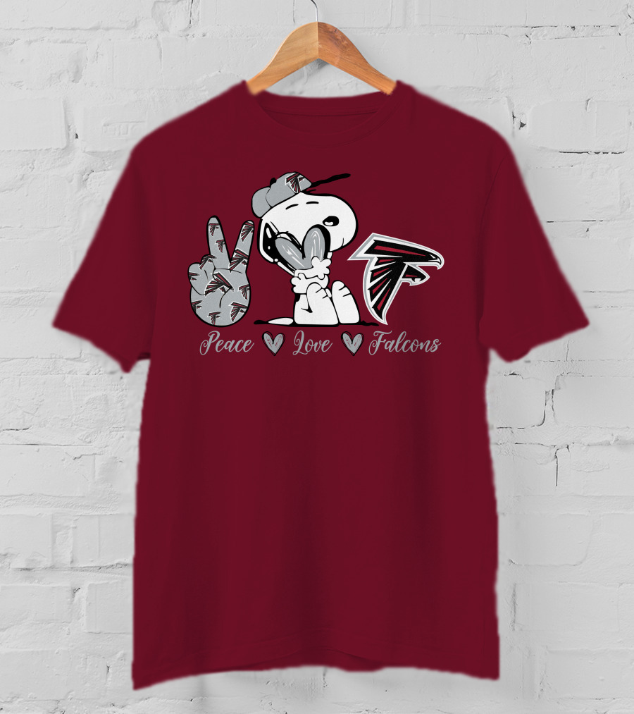 Snoopy Peace Love Falcons Atlanta Football T-Shirt