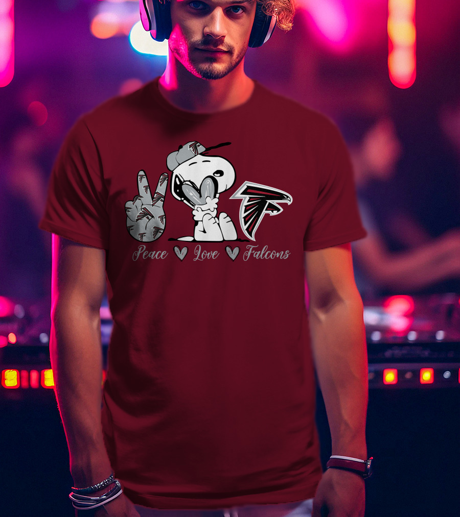 Snoopy Peace Love Falcons Atlanta Football T-Shirt