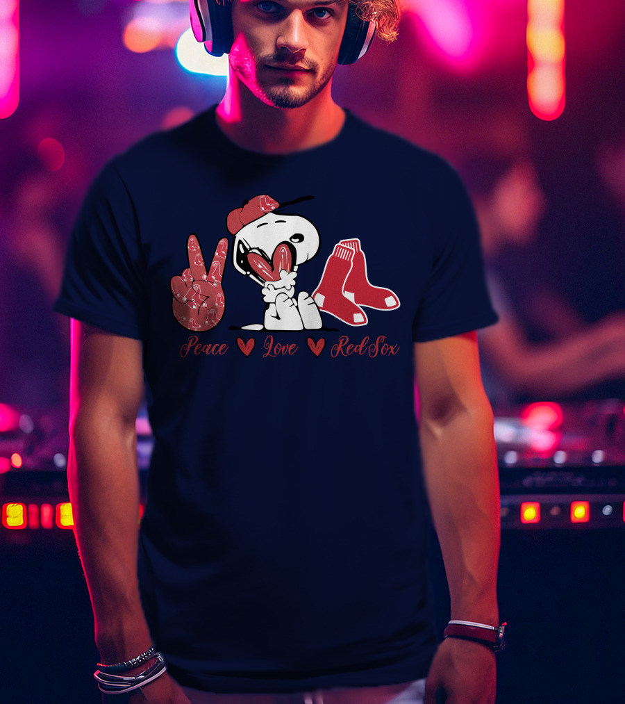 Peace Love Snoopy Red Sox T-Shirt