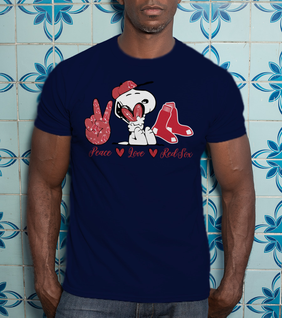 Peace Love Snoopy Red Sox T-Shirt
