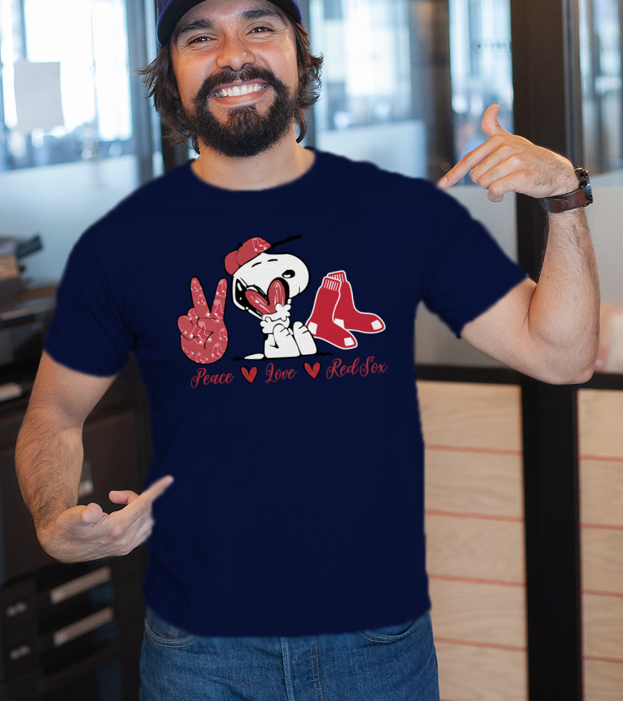Peace Love Snoopy Red Sox T-Shirt