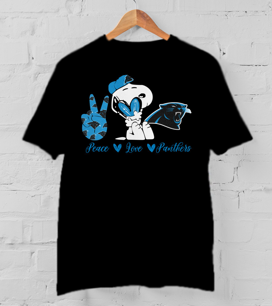 Peace Love Panthers Snoopy Carolina Panthers T-Shirt