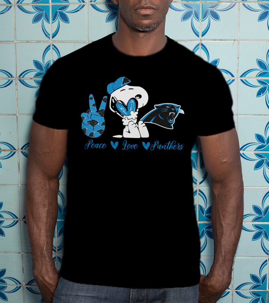 Peace Love Panthers Snoopy Carolina Panthers T-Shirt