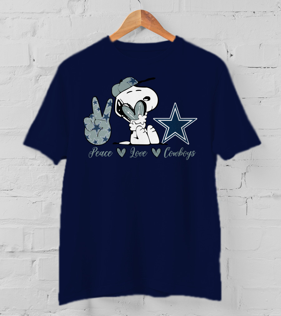 Peace Love Cowboys Snoopy Dallas Cowboys T-Shirt