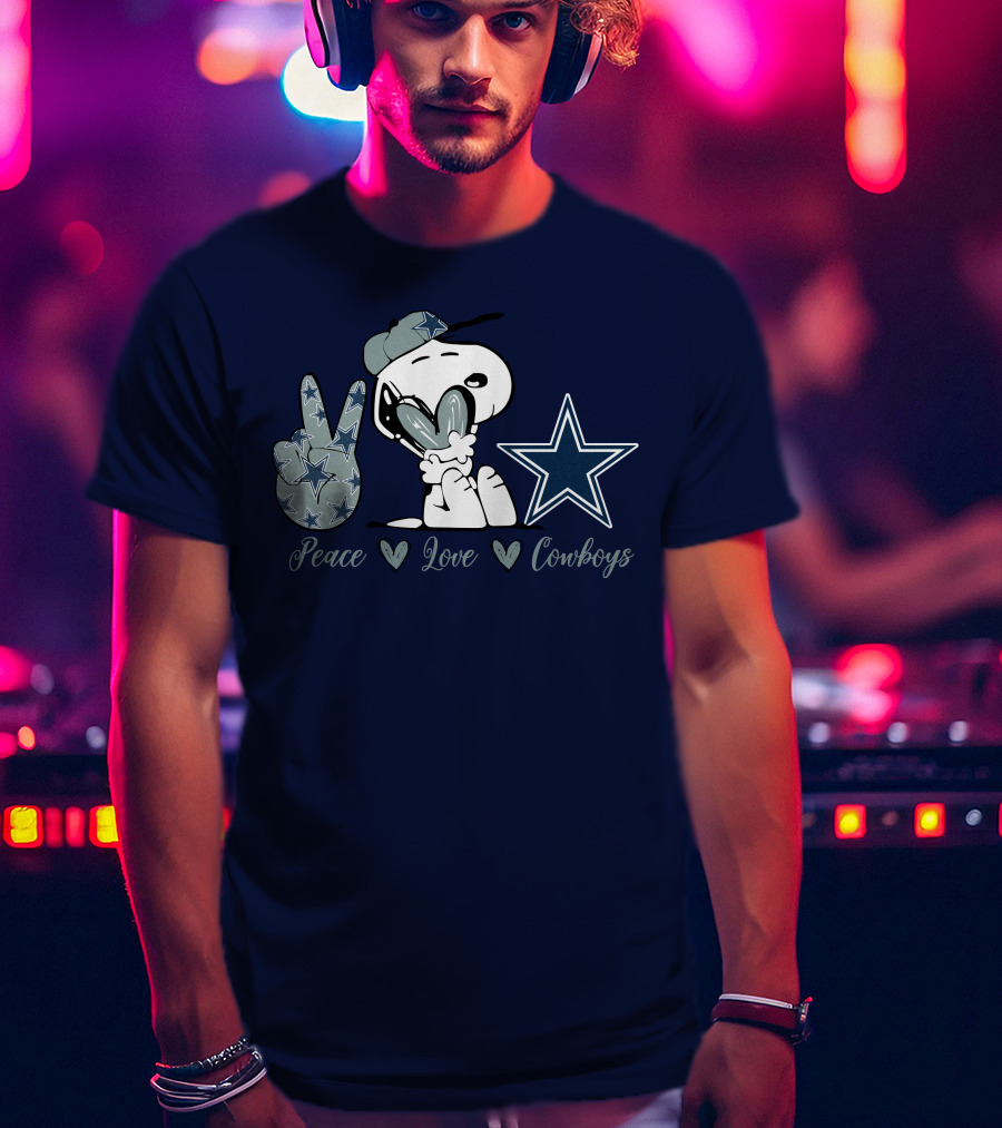 Peace Love Cowboys Snoopy Dallas Cowboys T-Shirt