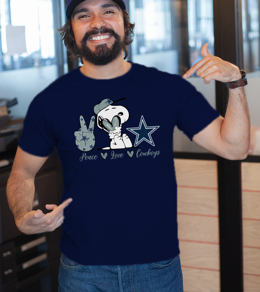 Peace Love Cowboys Snoopy Dallas Cowboys T-Shirt