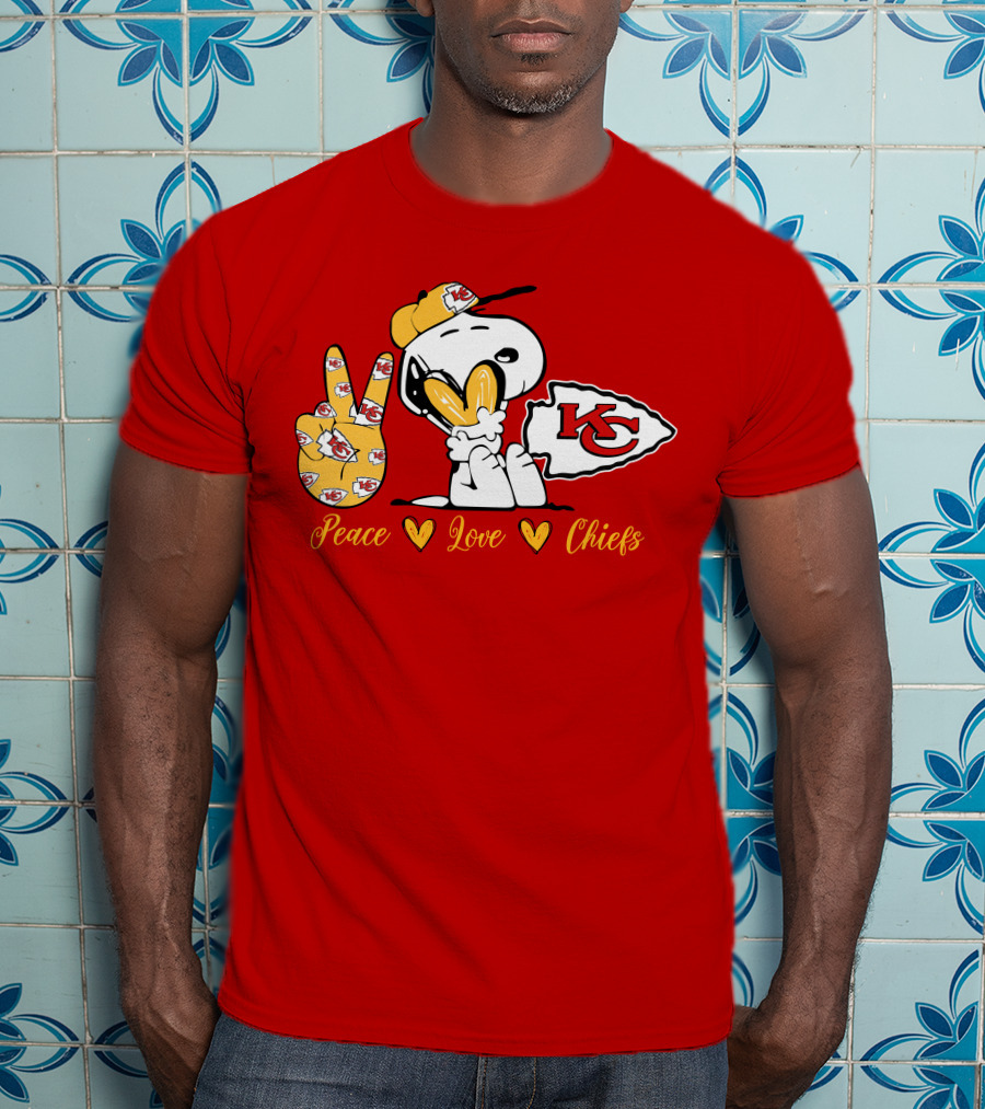 Peace Love Kansas City Chiefs Snoopy Nfl Emojis T-Shirt