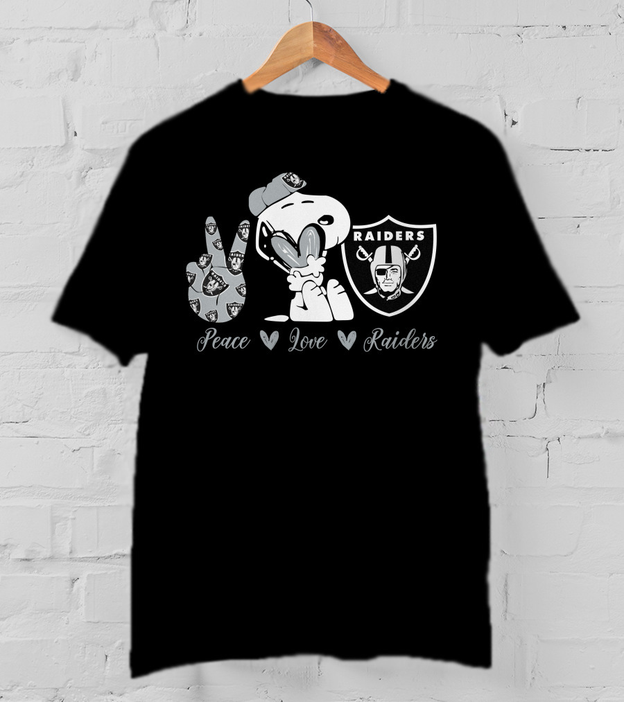 Peace Love Raiders Snoopy Football T-Shirt