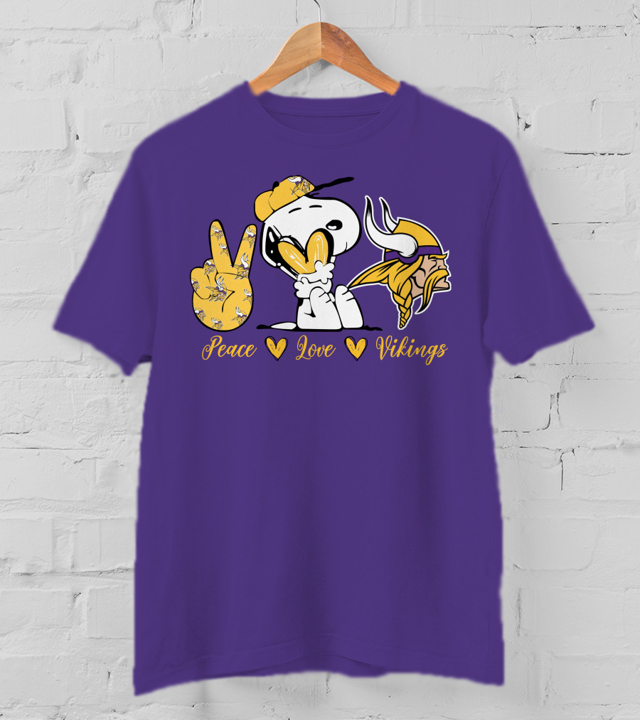 Peace Love Vikings Snoopy Minnesota T-Shirt