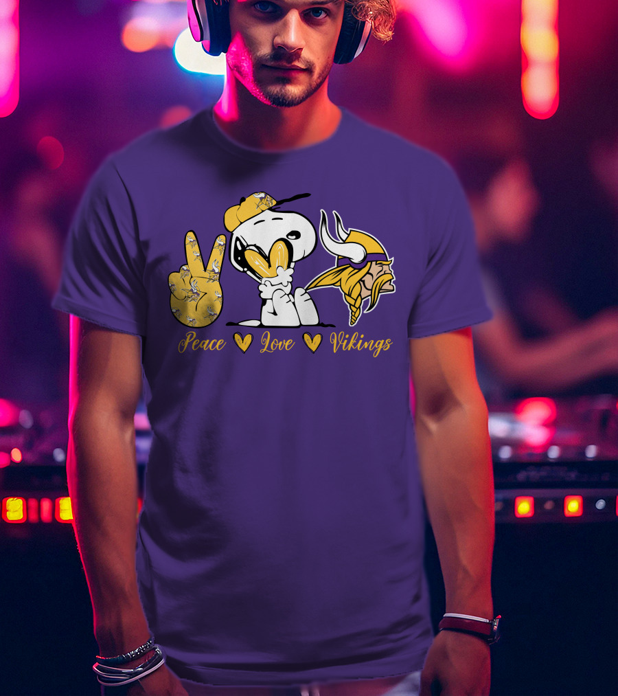 Peace Love Vikings Snoopy Minnesota T-Shirt