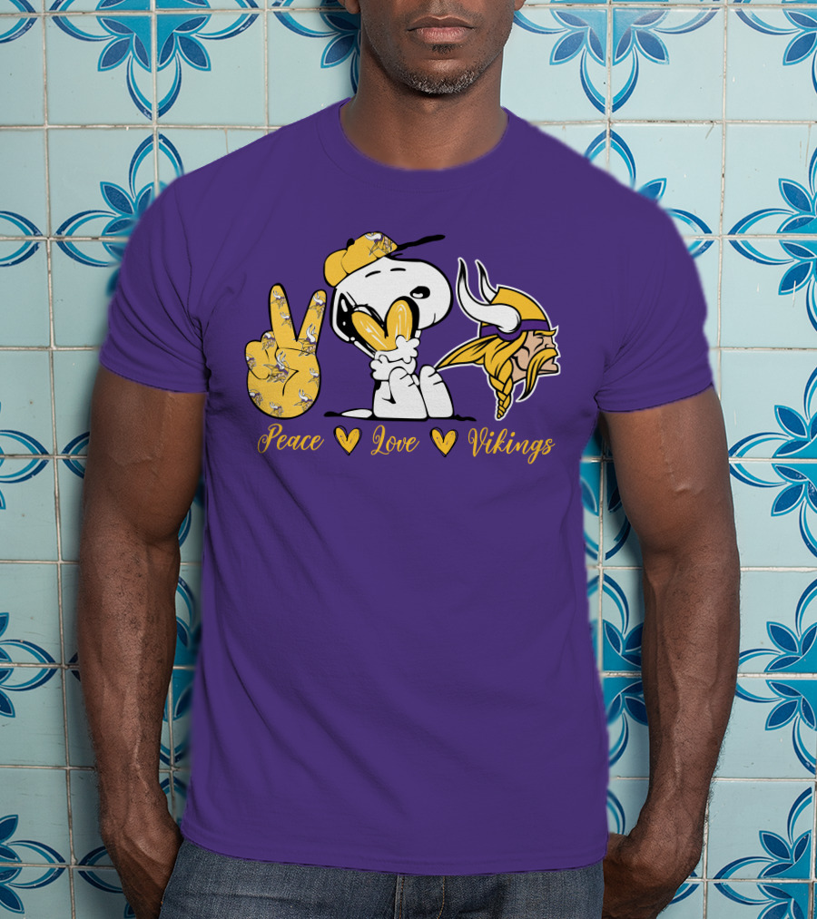 Peace Love Vikings Snoopy Minnesota T-Shirt