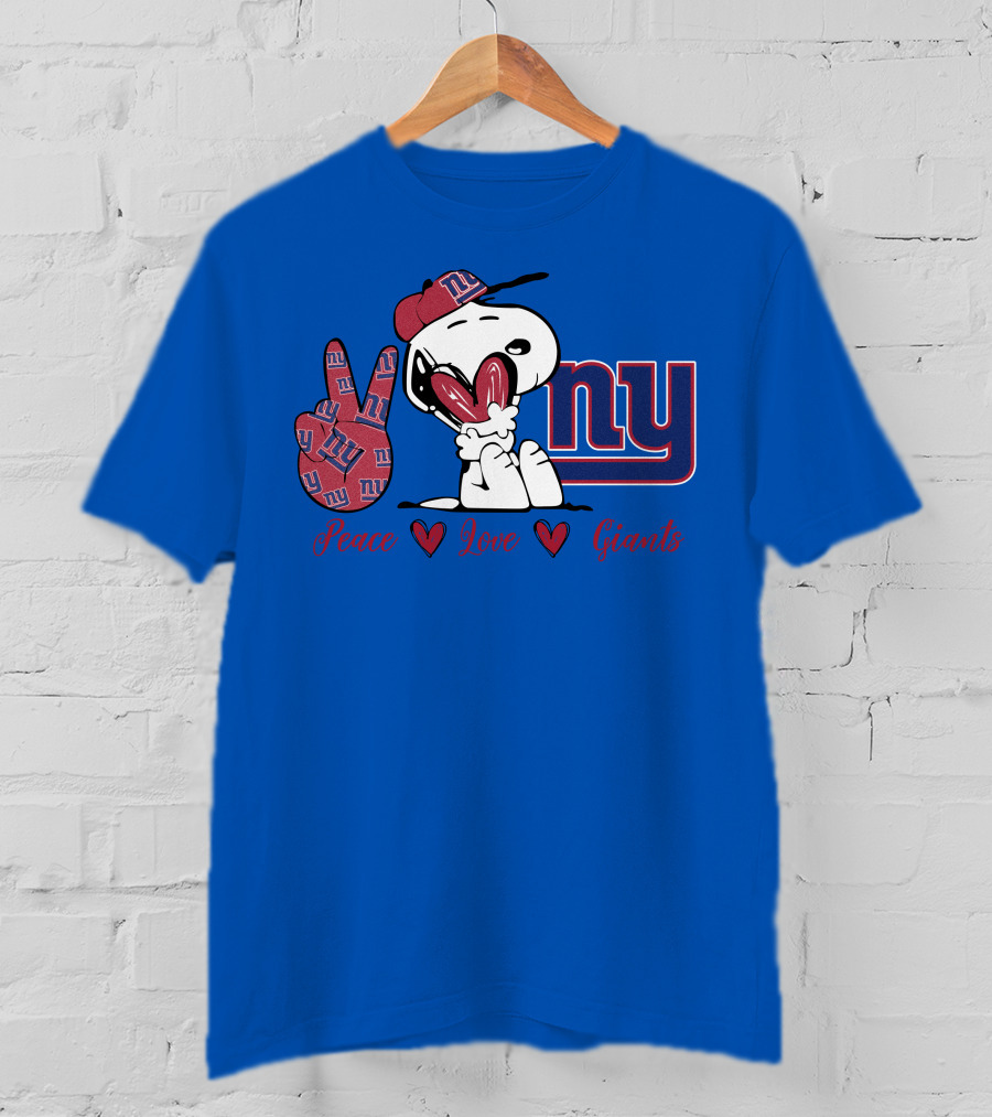 Peace Love New York Giants Snoopy Ny T-Shirt