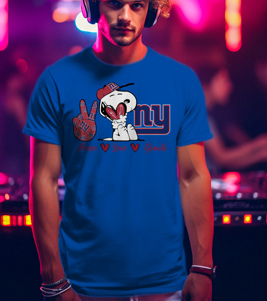 Peace Love New York Giants Snoopy Ny T-Shirt