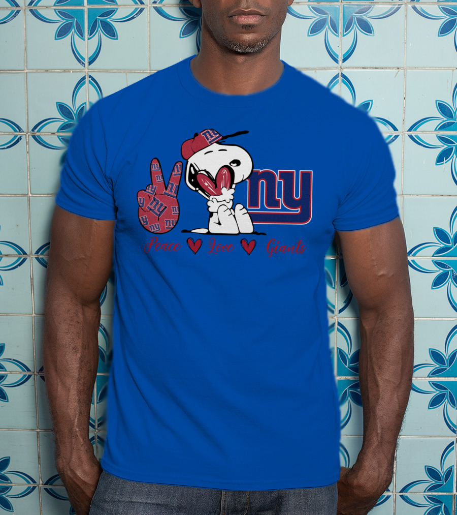 Peace Love New York Giants Snoopy Ny T-Shirt