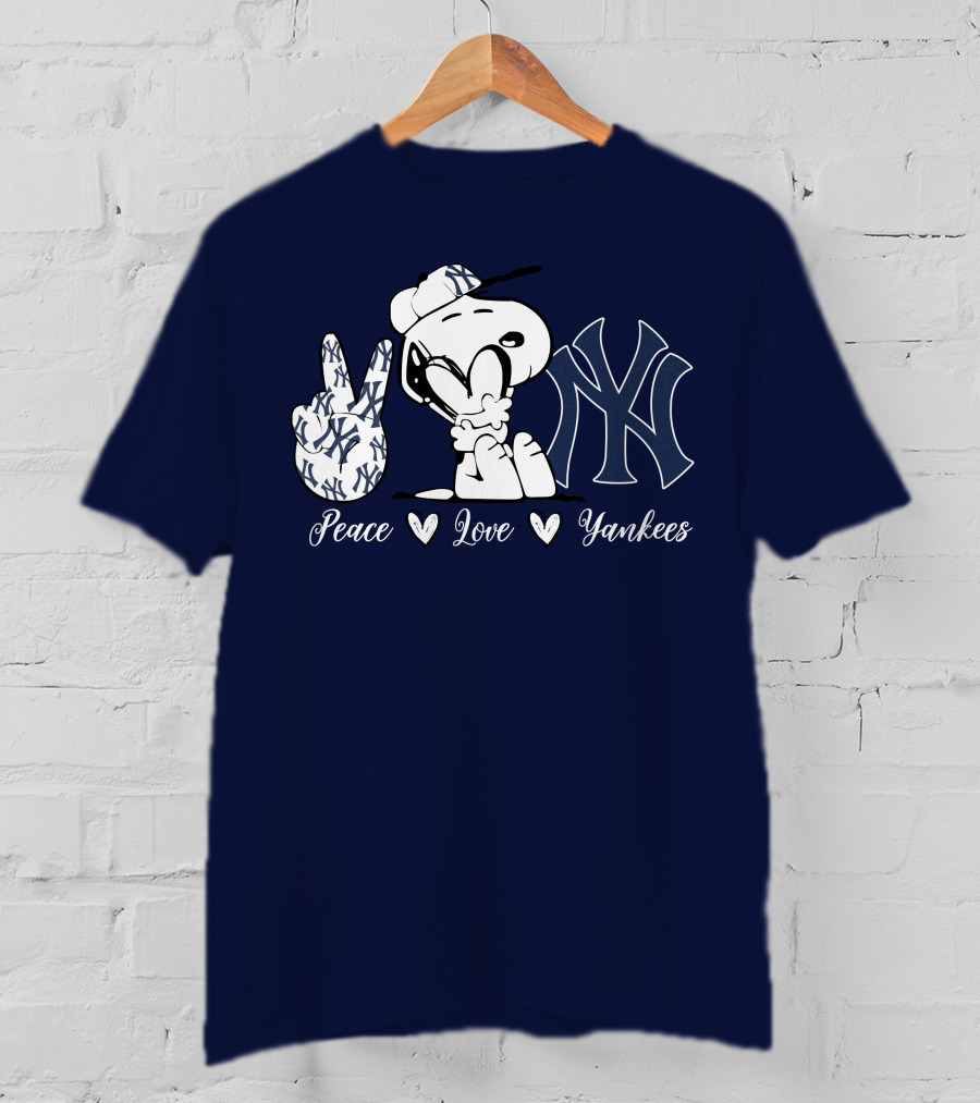 Peace Love Yankees Snoopy Ny Yankees T-Shirt