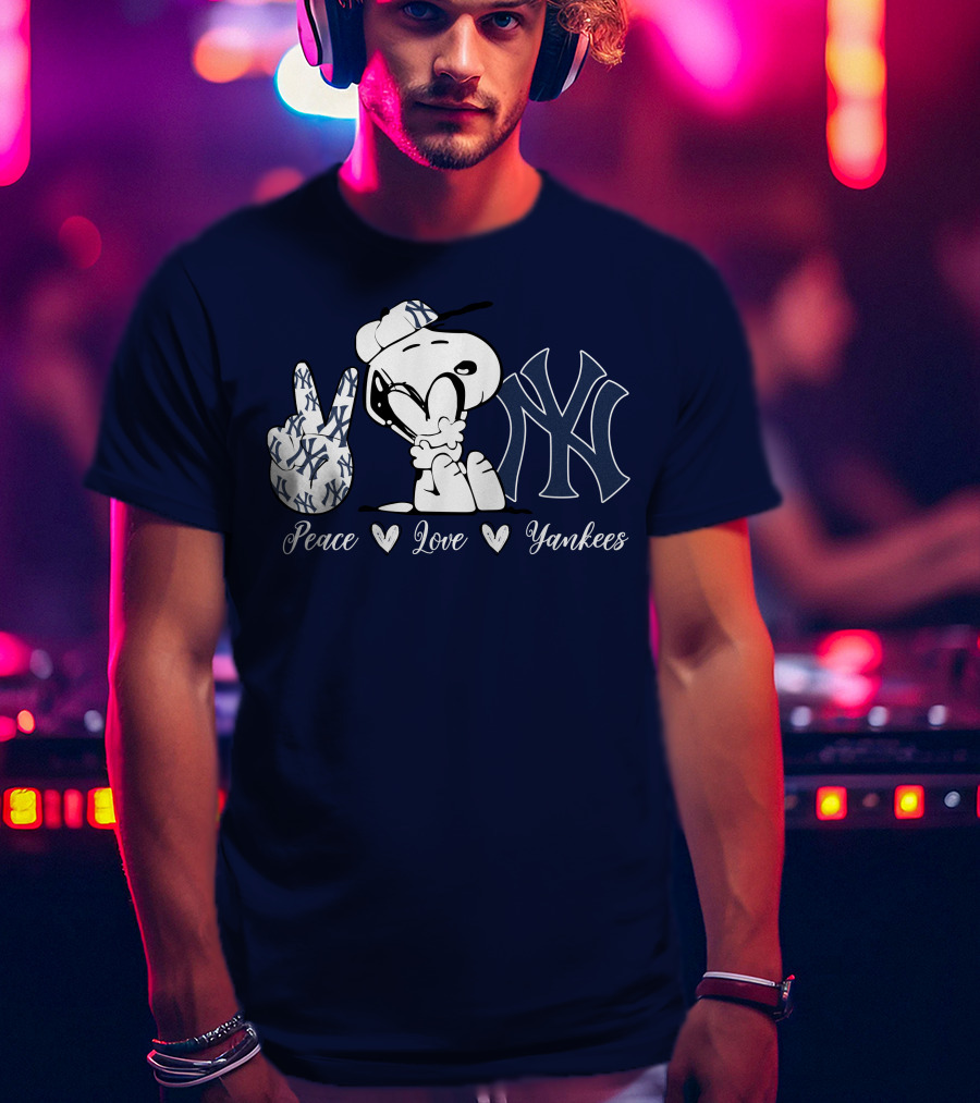 Peace Love Yankees Snoopy Ny Yankees T-Shirt