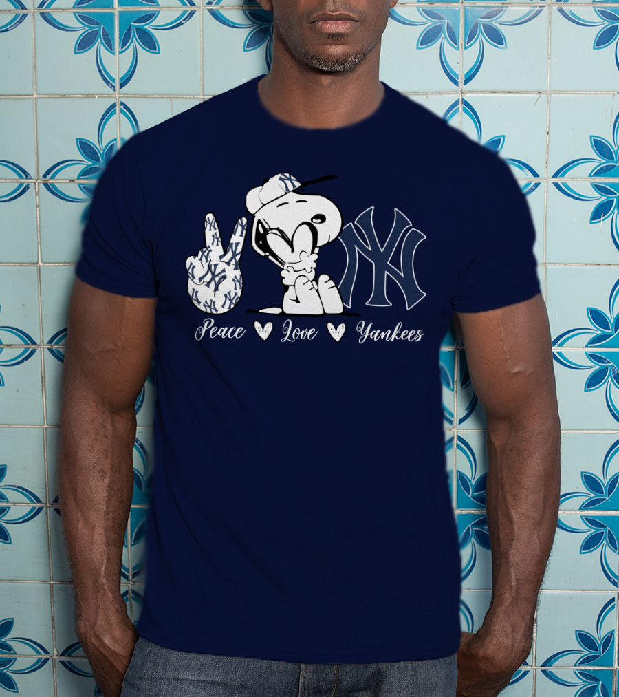Peace Love Yankees Snoopy Ny Yankees T-Shirt