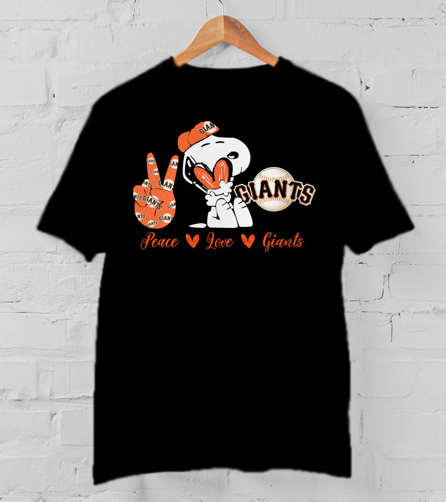 Peace Love Giants Snoopy Baseball Theme T-Shirt