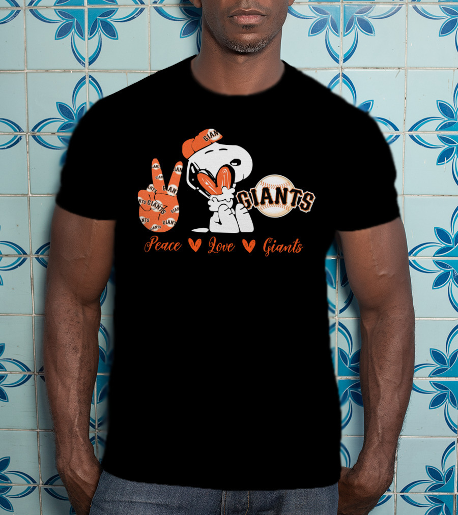 Peace Love Giants Snoopy Baseball Theme T-Shirt