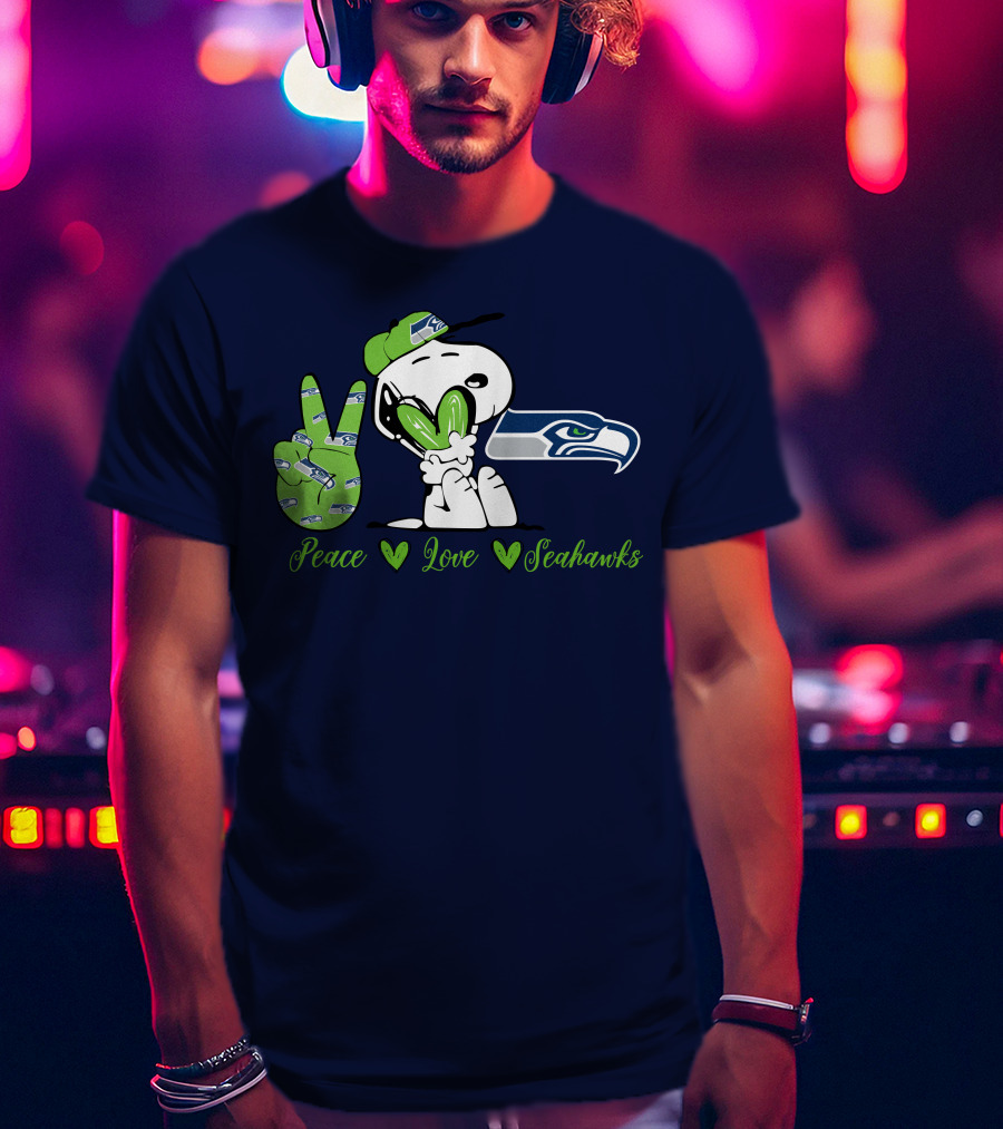 Snoopy Peace Love Seahawks T-Shirt