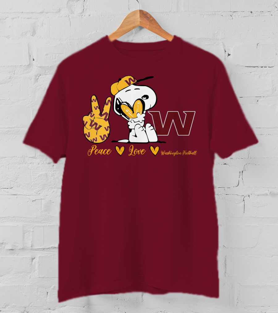 Peace Love Washington Football Snoopy W T-Shirt