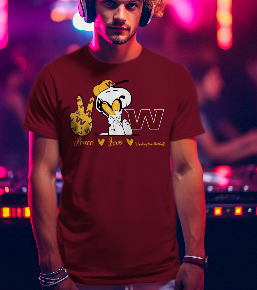 Peace Love Washington Football Snoopy W T-Shirt