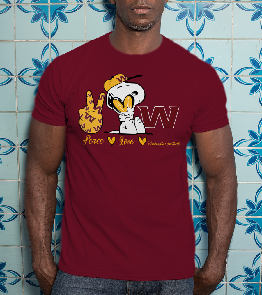 Peace Love Washington Football Snoopy W T-Shirt