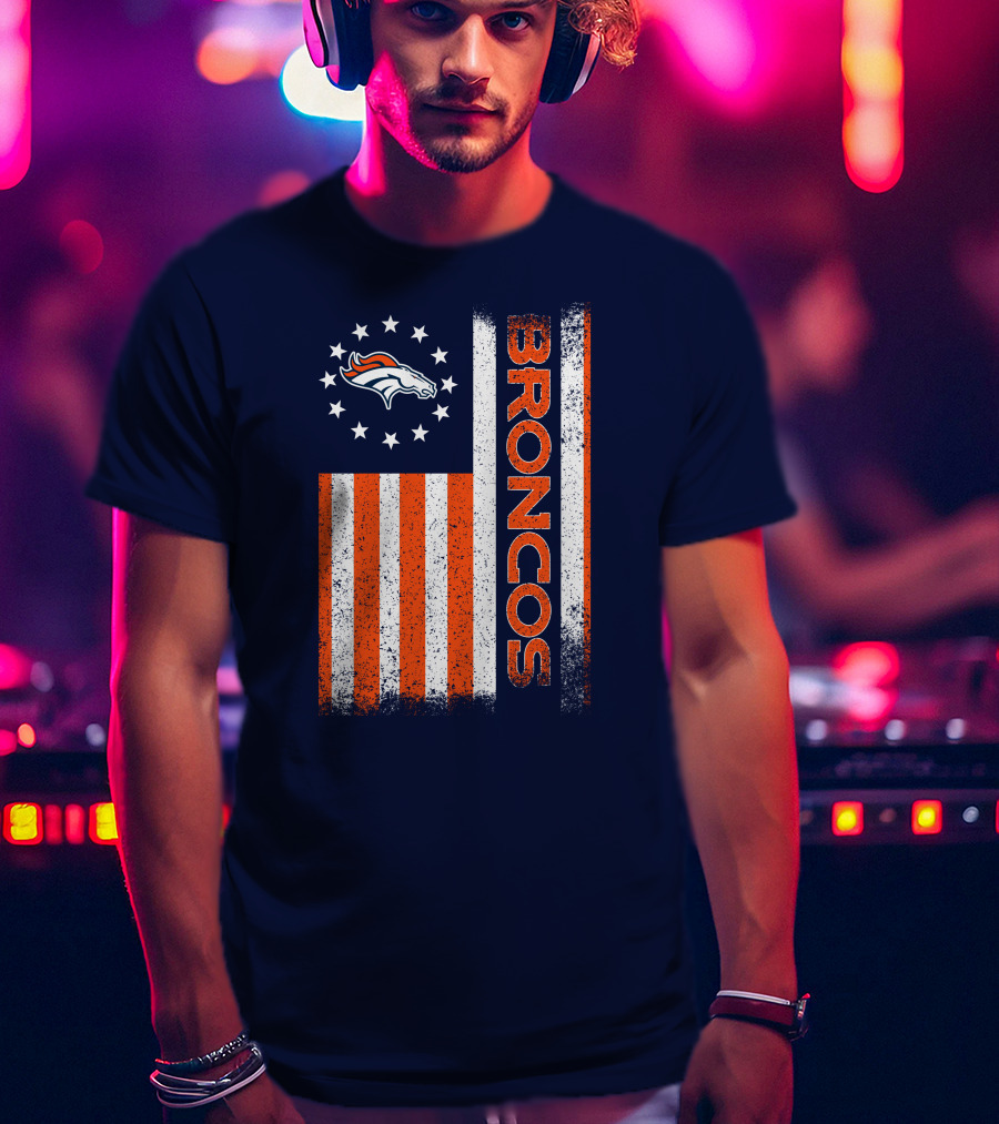 Denver Broncos Stars Stripes American Flag T-Shirt