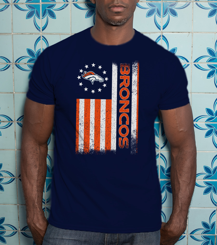 Denver Broncos Stars Stripes American Flag T-Shirt