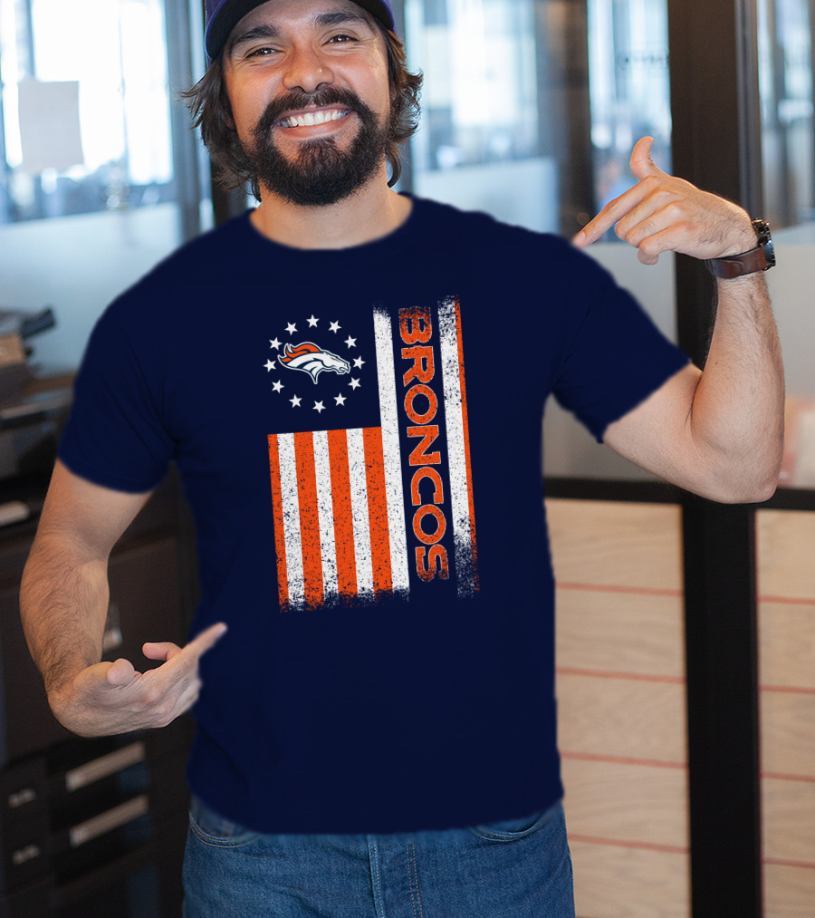 Denver Broncos Stars Stripes American Flag T-Shirt