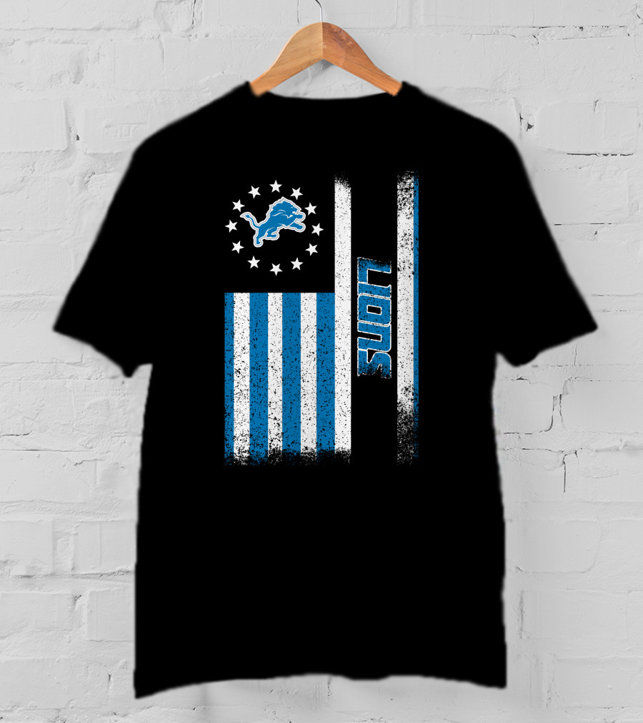 Detroit Lions American Flag Stars And Stripes T-Shirt