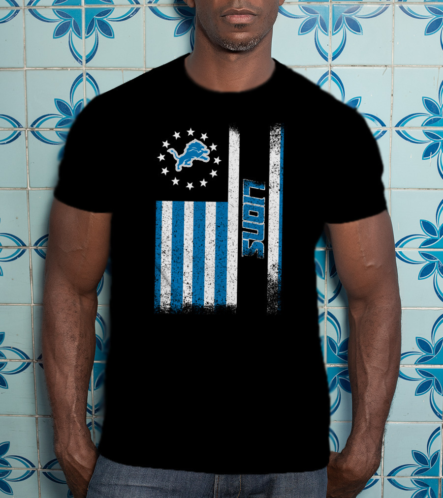 Detroit Lions American Flag Stars And Stripes T-Shirt