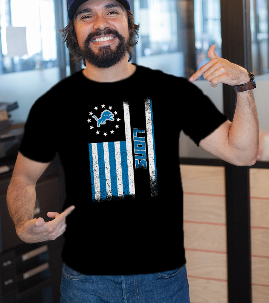 Detroit Lions American Flag Stars And Stripes T-Shirt