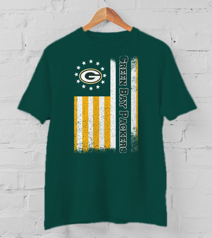 Green Bay Packers American Flag Stars Stripes T-Shirt