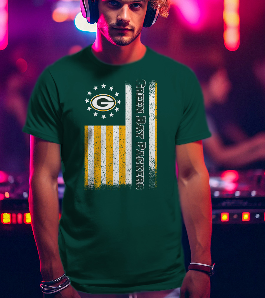 Green Bay Packers American Flag Stars Stripes T-Shirt