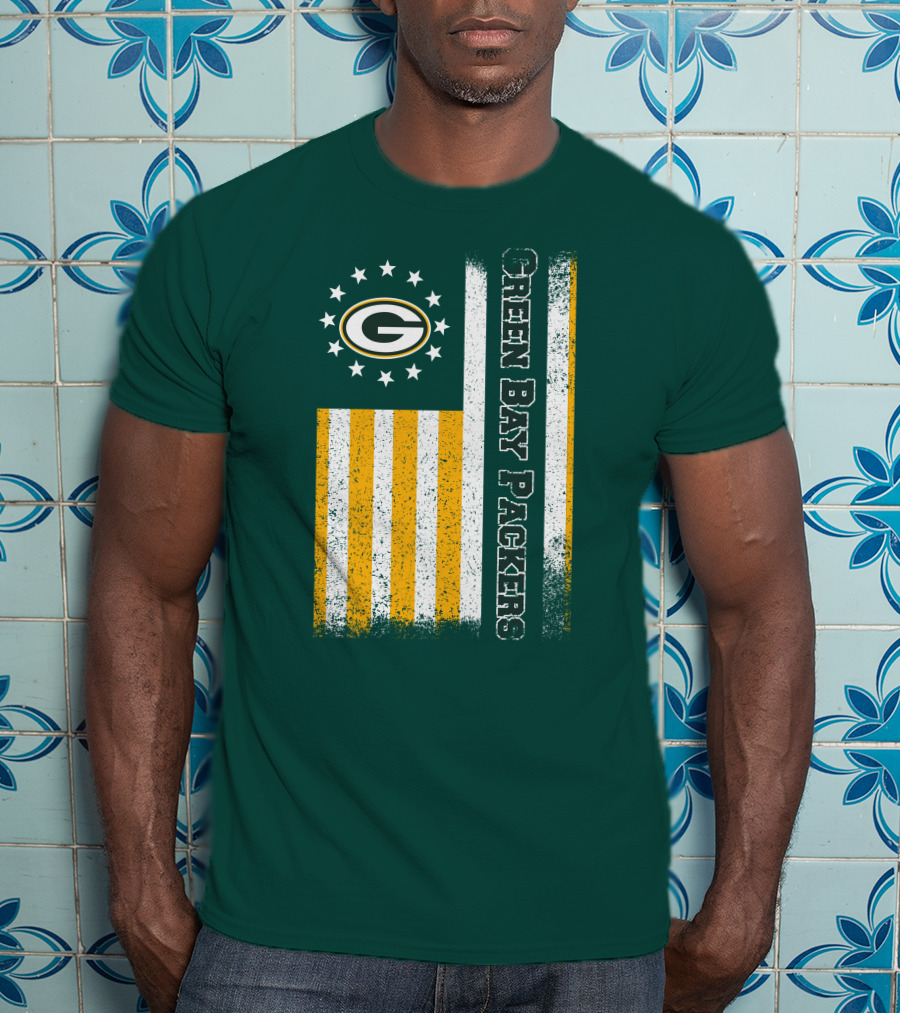 Green Bay Packers American Flag Stars Stripes T-Shirt