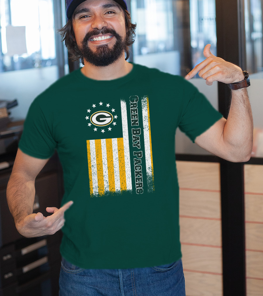 Green Bay Packers American Flag Stars Stripes T-Shirt