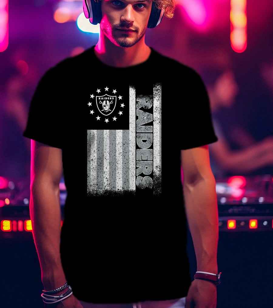Las Vegas Raiders American Flag Stars And Stripes Logo Edition T-Shirt