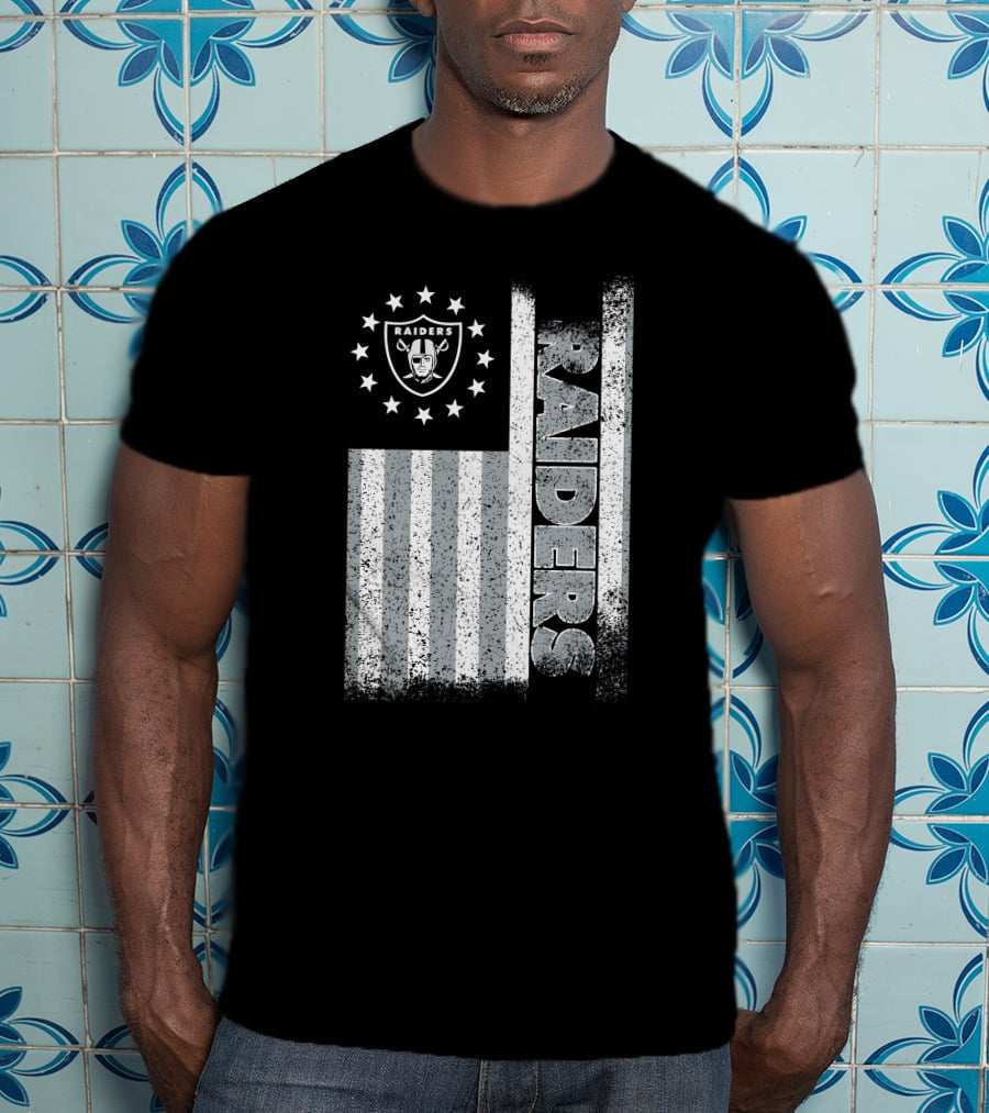 Las Vegas Raiders American Flag Stars And Stripes Logo Edition T-Shirt