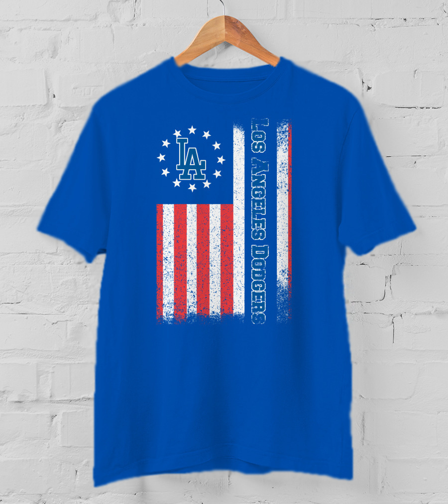 Los Angeles Dodgers American Flag La Logo Patriotic Stars And Stripes T-Shirt